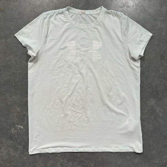 Under Armour HeatGear Loose Fit Workout Tee Big Logo Womens Size Large - Picture 1 of 16